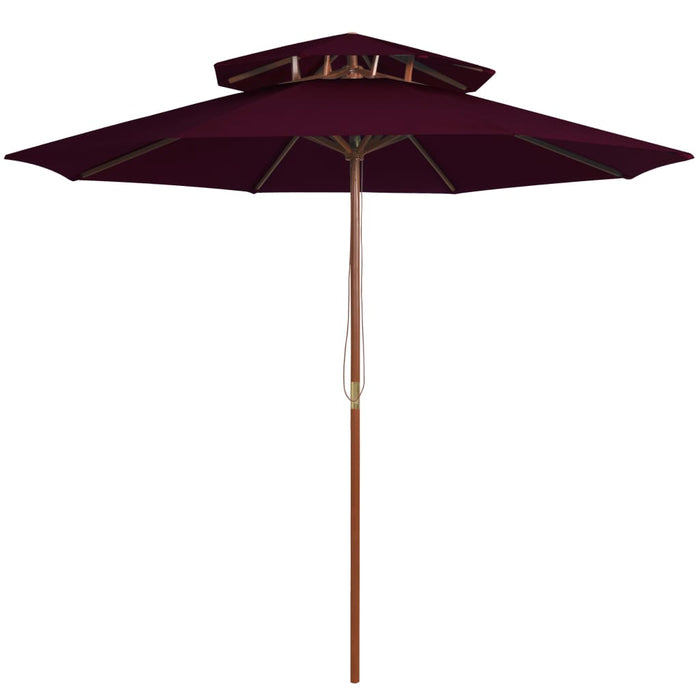 Umbrelă de soare dublă, stâlp din lemn, roșu bordo, 270 cm - WALTI WALTI