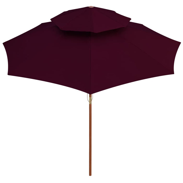 Umbrelă de soare dublă, stâlp din lemn, roșu bordo, 270 cm - WALTI WALTI
