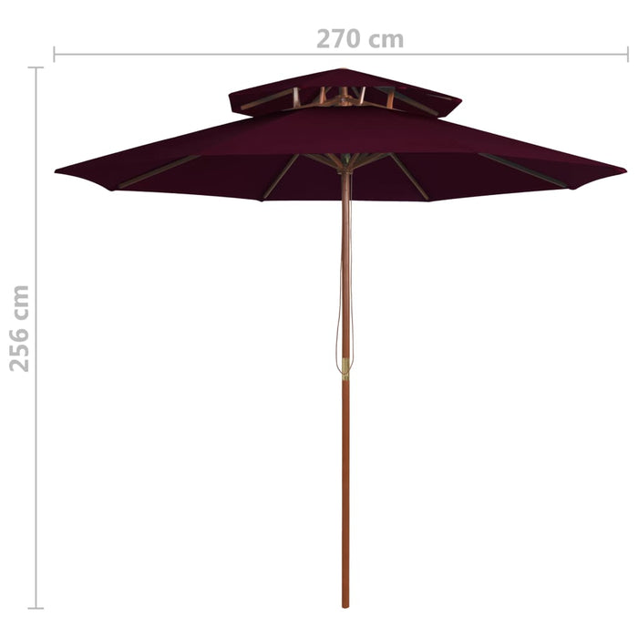Umbrelă de soare dublă, stâlp din lemn, roșu bordo, 270 cm - WALTI WALTI