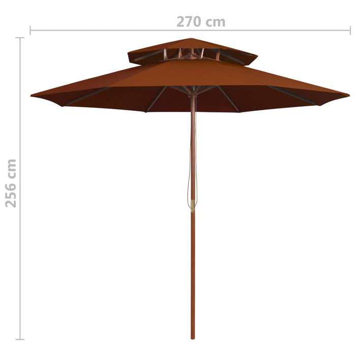 Umbrelă de soare dublă, stâlp din lemn, cărămiziu, 270 cm - WALTI WALTI