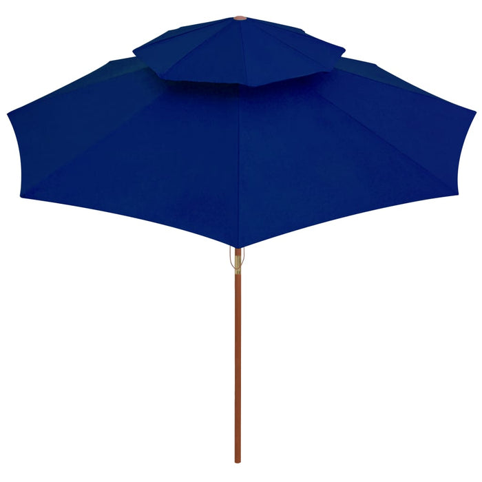Umbrelă de soare dublă, stâlp din lemn, albastru, 270 cm - WALTI WALTI