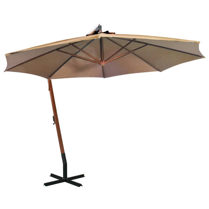 Umbrelă suspendată cu stâlp, gri taupe, 3,5x2,9 m, lemn de brad - WALTI WALTI
