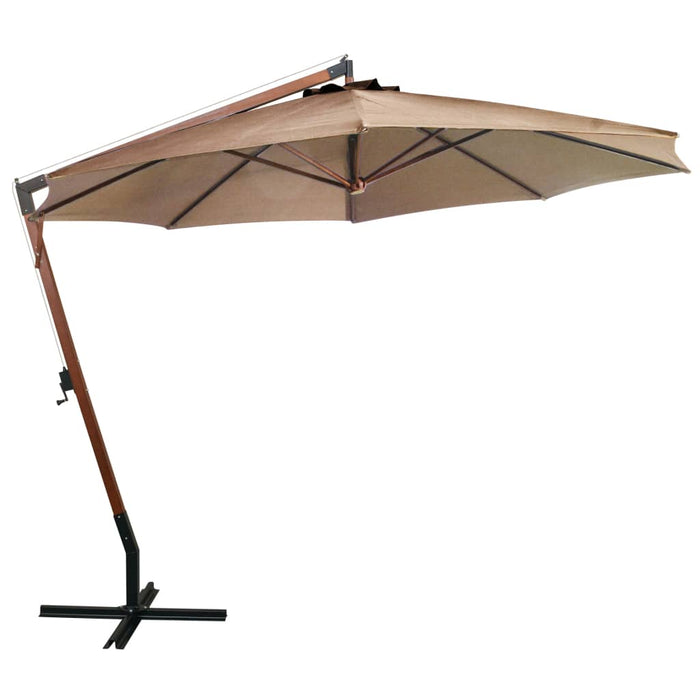 Umbrelă suspendată cu stâlp, gri taupe, 3,5x2,9 m, lemn de brad - WALTI WALTI