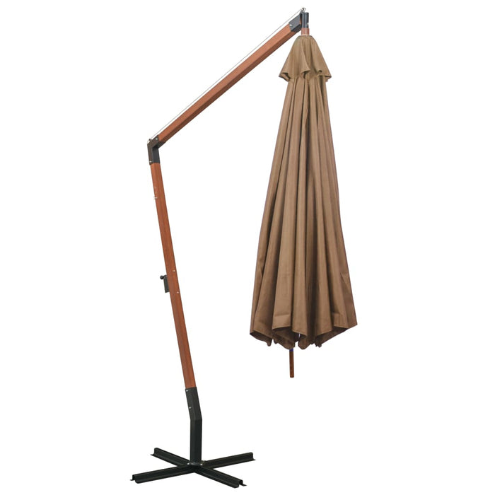 Umbrelă suspendată cu stâlp, gri taupe, 3,5x2,9 m, lemn de brad - WALTI WALTI