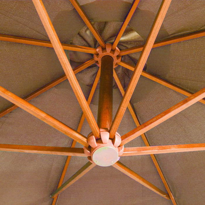 Umbrelă suspendată cu stâlp, gri taupe, 3,5x2,9 m, lemn de brad - WALTI WALTI