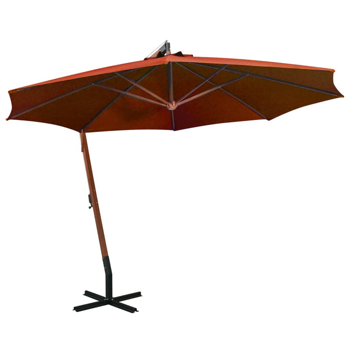 Umbrelă în consolă cu stâlp, cărămiziu, 3,5x2,9 m, lemn de brad WALTI