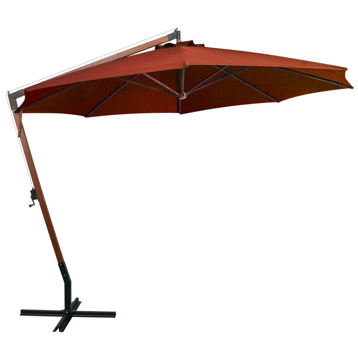 Umbrelă în consolă cu stâlp, cărămiziu, 3,5x2,9 m, lemn de brad WALTI