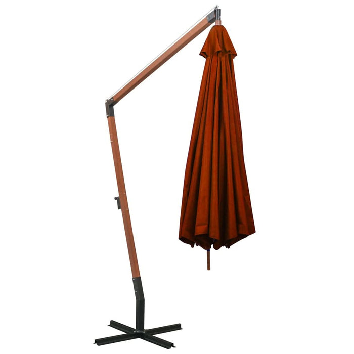 Umbrelă în consolă cu stâlp, cărămiziu, 3,5x2,9 m, lemn de brad WALTI