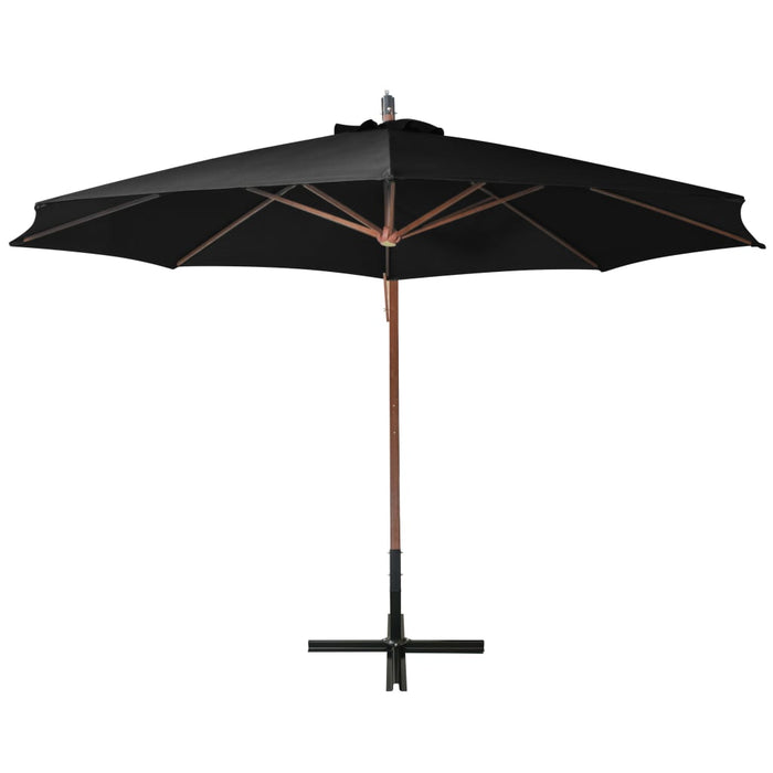 Umbrelă suspendată cu stâlp, negru, 3,5x2,9 m, lemn de brad WALTI