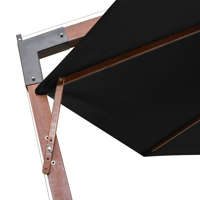 Umbrelă suspendată cu stâlp, negru, 3,5x2,9 m, lemn de brad WALTI