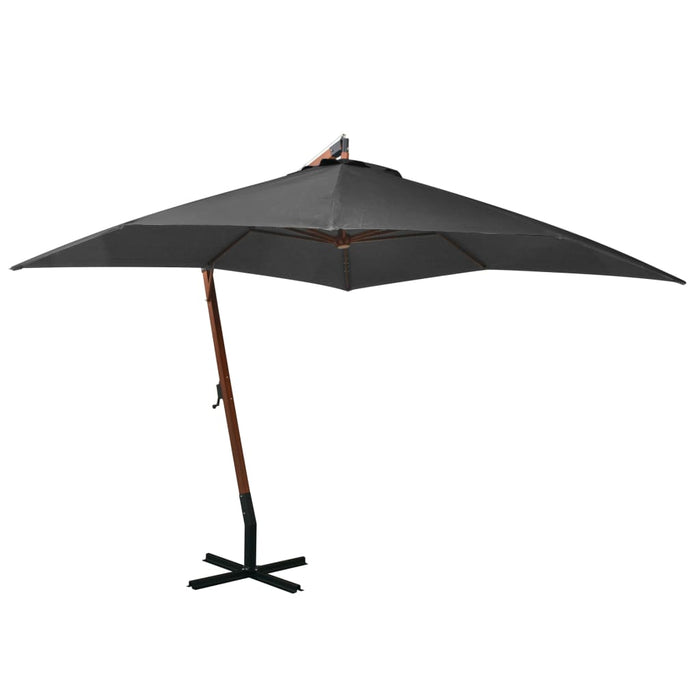 Umbrelă suspendată cu stâlp, antracit, 3x3 m, lemn masiv brad - WALTI WALTI