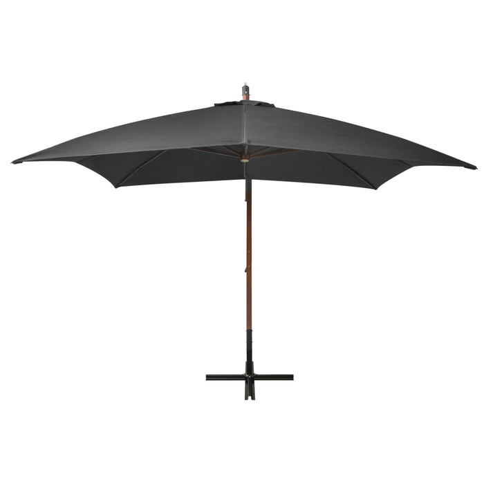 Umbrelă suspendată cu stâlp, antracit, 3x3 m, lemn masiv brad - WALTI WALTI