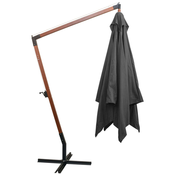 Umbrelă suspendată cu stâlp, antracit, 3x3 m, lemn masiv brad - WALTI WALTI