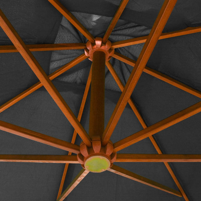 Umbrelă suspendată cu stâlp, antracit, 3x3 m, lemn masiv brad - WALTI WALTI