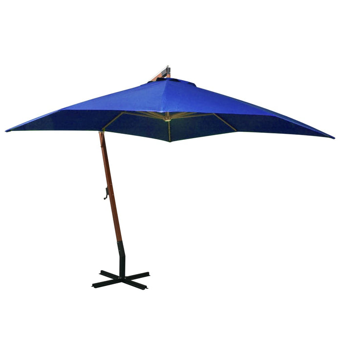 Umbrelă suspendată cu stâlp, albastru azuriu, 3x3 m, lemn brad - WALTI WALTI