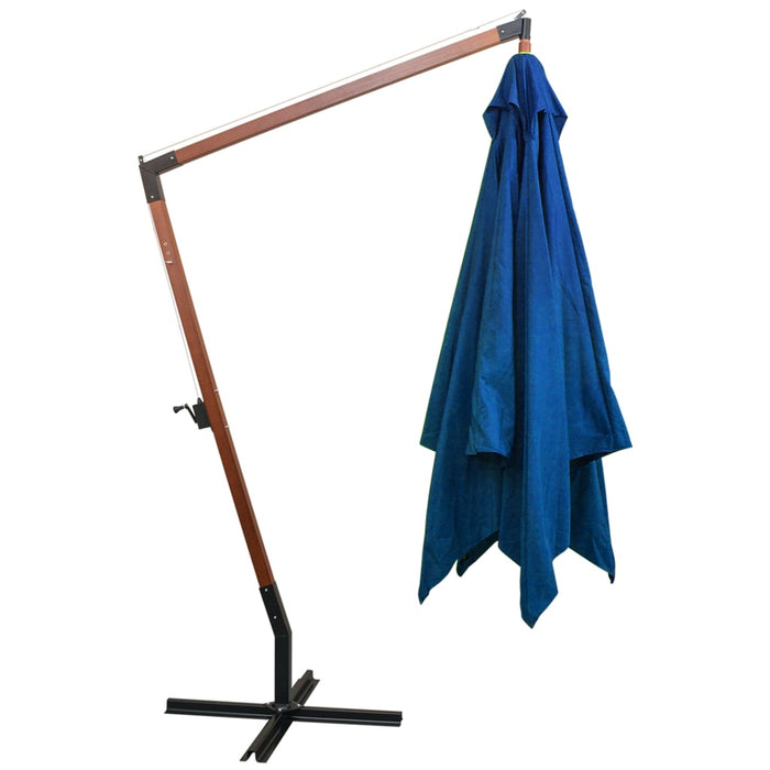 Umbrelă suspendată cu stâlp, albastru azuriu, 3x3 m, lemn brad - WALTI WALTI