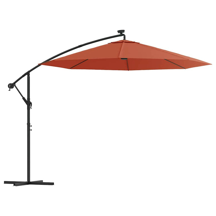 Umbrelă în consolă cu LED-uri și stâlp de oțel, cărămiziu WALTI
