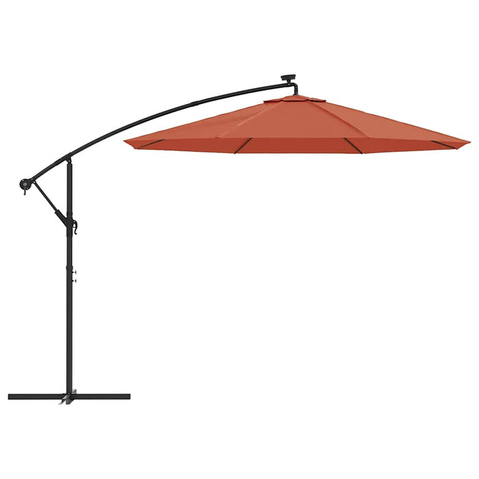 Umbrelă în consolă cu LED-uri și stâlp de oțel, cărămiziu WALTI