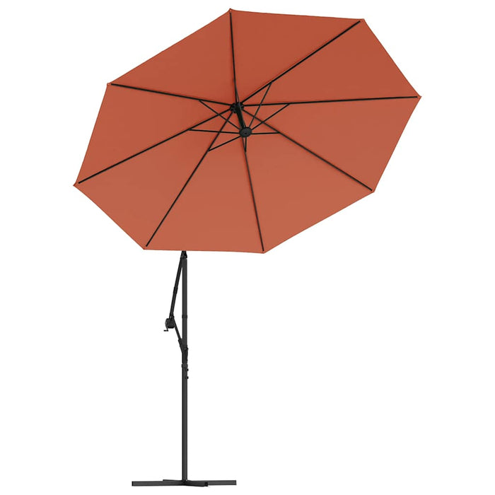 Umbrelă în consolă cu LED-uri și stâlp de oțel, cărămiziu WALTI