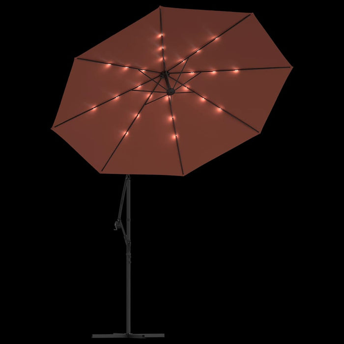 Umbrelă în consolă cu LED-uri și stâlp de oțel, cărămiziu WALTI