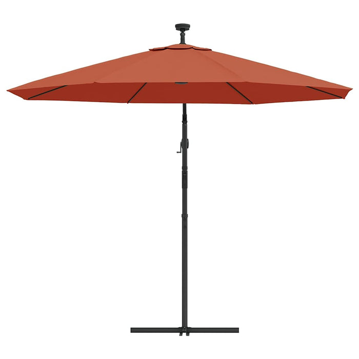 Umbrelă în consolă cu LED-uri și stâlp de oțel, cărămiziu WALTI