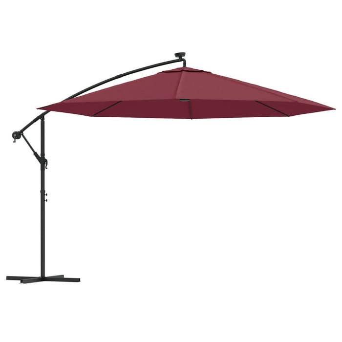 Umbrelă în consolă de grădină cu LED-uri, roșu bordo, 350 cm WALTI