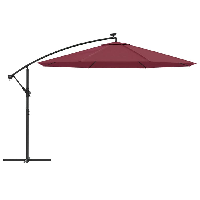 Umbrelă în consolă de grădină cu LED-uri, roșu bordo, 350 cm WALTI