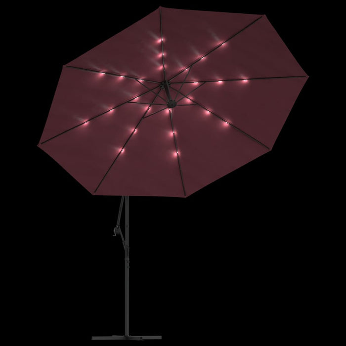 Umbrelă în consolă de grădină cu LED-uri, roșu bordo, 350 cm WALTI