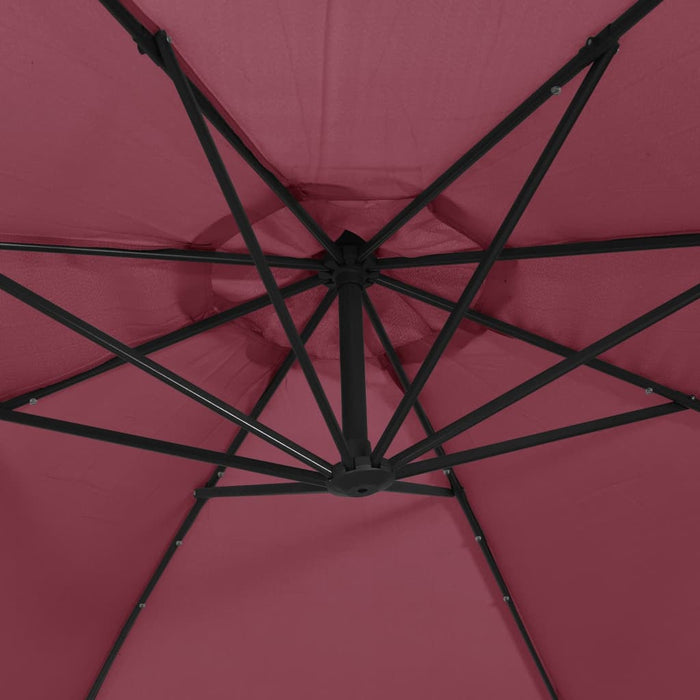 Umbrelă în consolă de grădină cu LED-uri, roșu bordo, 350 cm WALTI