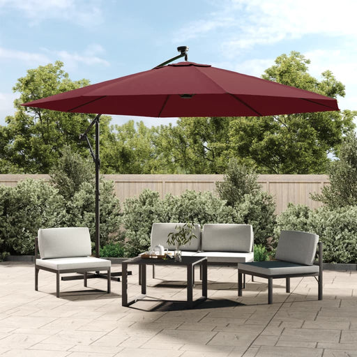 Umbrelă în consolă de grădină cu LED-uri, roșu bordo, 350 cm - WALTI WALTI