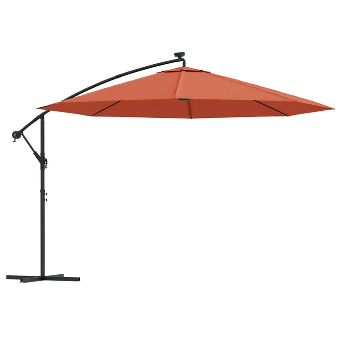 Umbrelă în consolă de grădină cu LED-uri, cărămiziu, 350 cm - WALTI WALTI