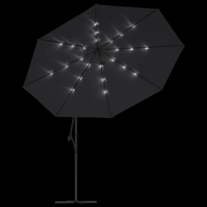 Umbrelă în consolă de grădină cu LED-uri, negru, 350 cm WALTI