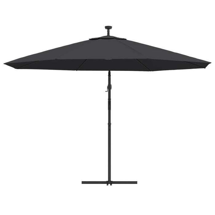 Umbrelă în consolă de grădină cu LED-uri, negru, 350 cm WALTI