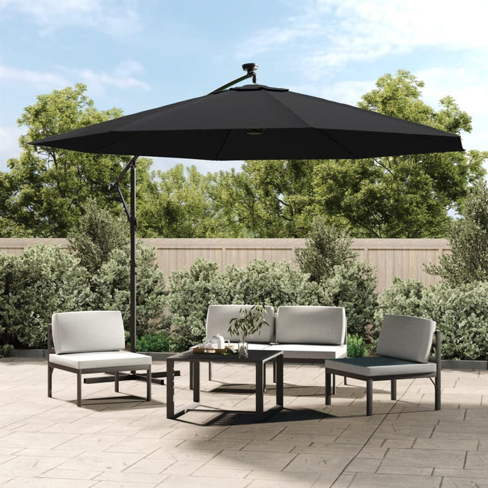 Umbrelă în consolă de grădină cu LED-uri, negru, 350 cm WALTI