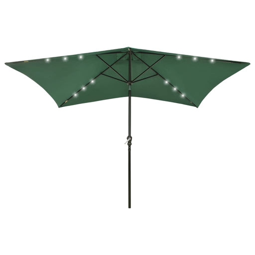 Umbrelă de soare cu stâlp din oțel & LED-uri, verde, 2x3 m - WALTI WALTI