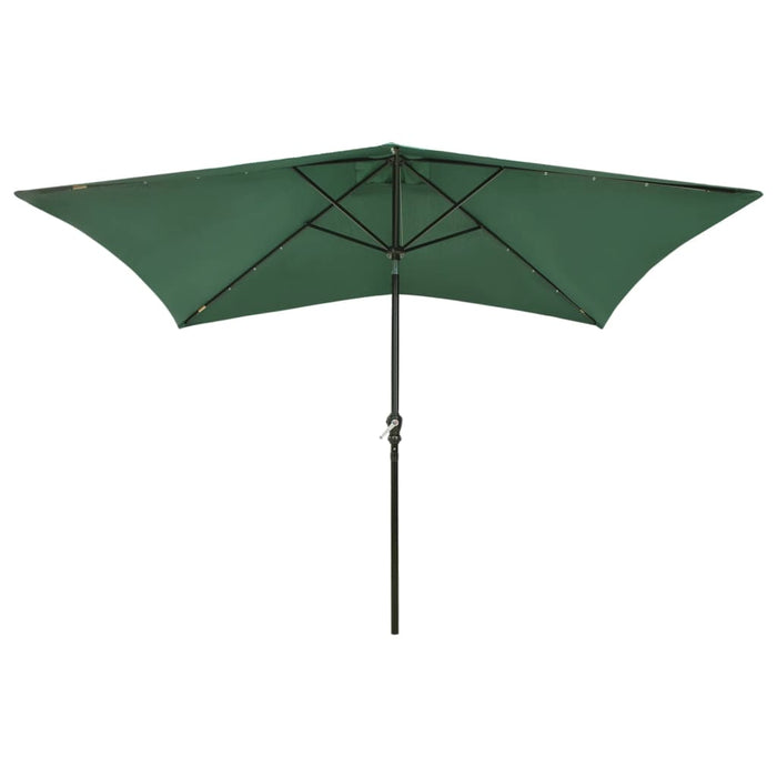 Umbrelă de soare cu stâlp din oțel & LED-uri, verde, 2x3 m - WALTI WALTI