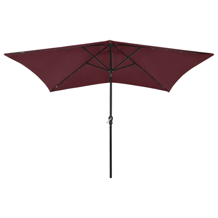 Umbrelă de soare cu stâlp din oțel & LED-uri, roșu bordo, 2x3 m - WALTI WALTI