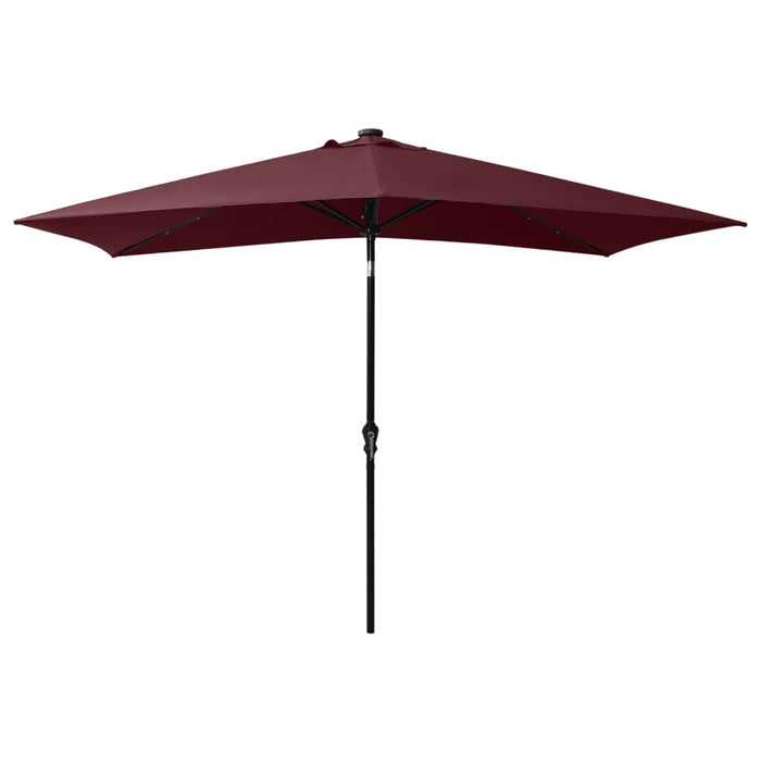 Umbrelă de soare cu stâlp din oțel & LED-uri, roșu bordo, 2x3 m - WALTI WALTI