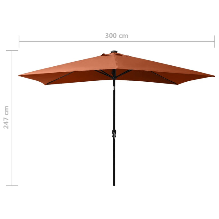 Umbrelă de soare cu LED-uri & stâlp din oțel, cărămiziu, 2x3 m - WALTI WALTI