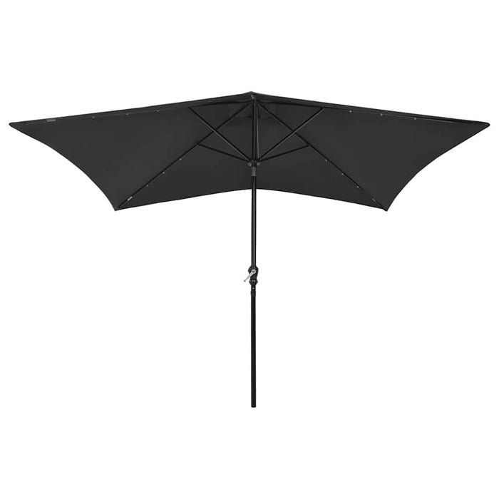 Umbrelă de soare cu stâlp din oțel & LED-uri, negru, 2x3 m - WALTI WALTI