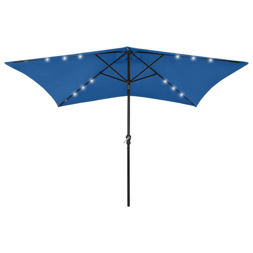 Umbrelă de soare, stâlp din oțel/LED-uri, albastru azur, 2x3 m - WALTI WALTI