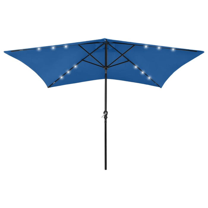 Umbrelă de soare, stâlp din oțel/LED-uri, albastru azur, 2x3 m WALTI
