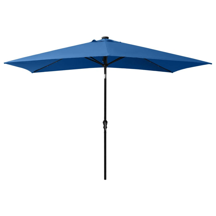 Umbrelă de soare, stâlp din oțel/LED-uri, albastru azur, 2x3 m WALTI