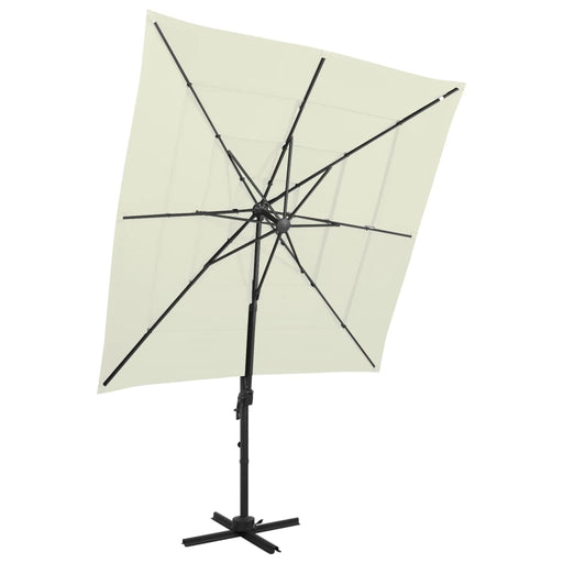 Umbrelă de soare 4 niveluri, stâlp aluminiu, nisipiu 250x250 cm - WALTI WALTI