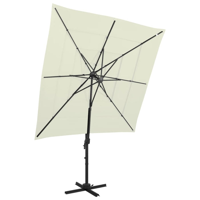 Umbrelă de soare 4 niveluri, stâlp aluminiu, nisipiu 250x250 cm - WALTI WALTI