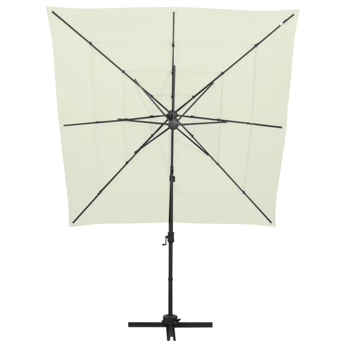 Umbrelă de soare 4 niveluri, stâlp aluminiu, nisipiu 250x250 cm - WALTI WALTI