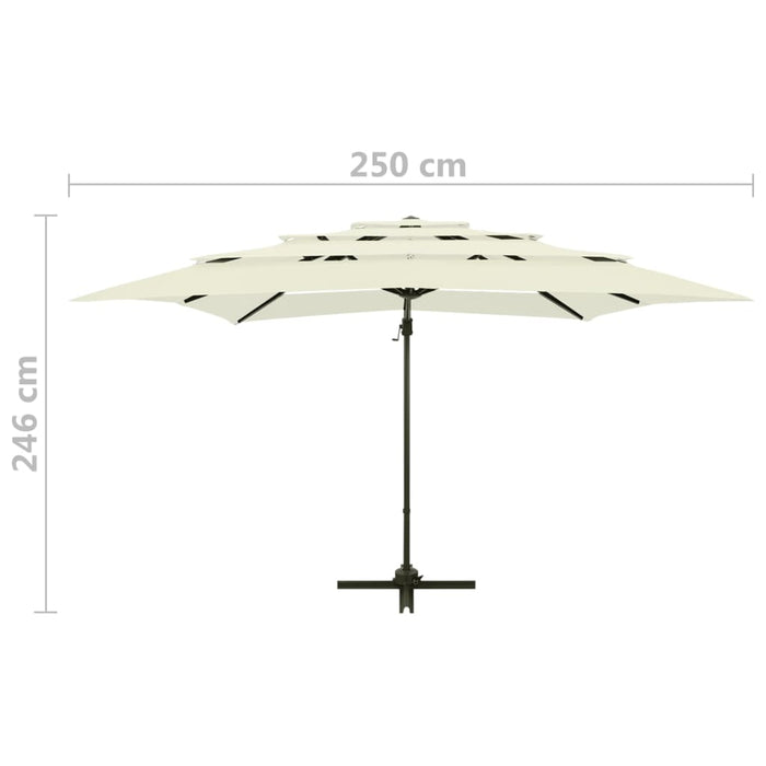 Umbrelă de soare 4 niveluri, stâlp aluminiu, nisipiu 250x250 cm - WALTI WALTI