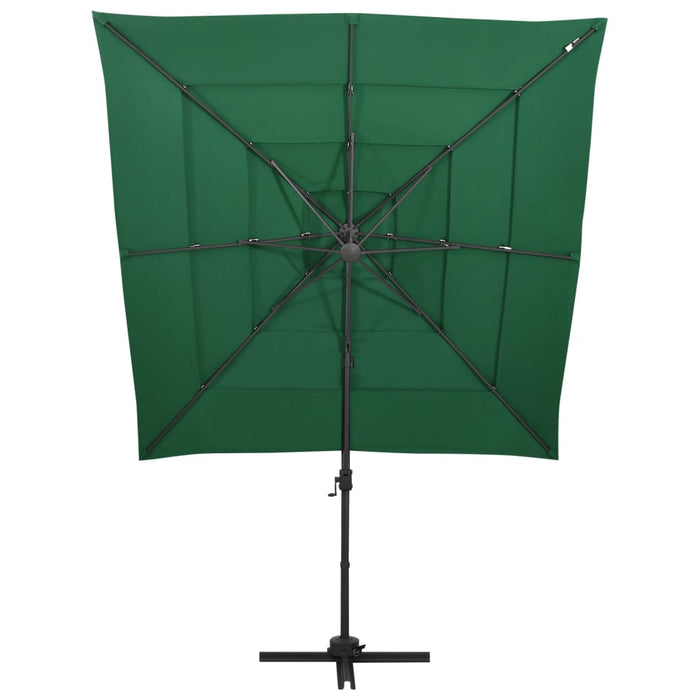 Umbrelă de soare 4 niveluri, stâlp aluminiu, verde, 250x250 cm - WALTI WALTI