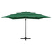 Umbrelă de soare 4 niveluri, stâlp aluminiu, verde, 250x250 cm - WALTI WALTI