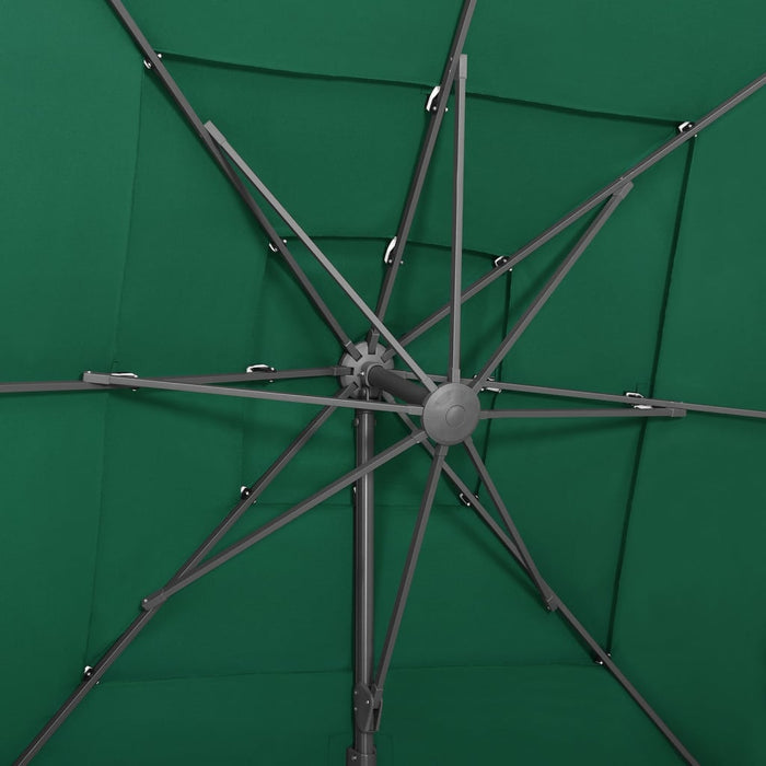 Umbrelă de soare 4 niveluri, stâlp aluminiu, verde, 250x250 cm - WALTI WALTI
